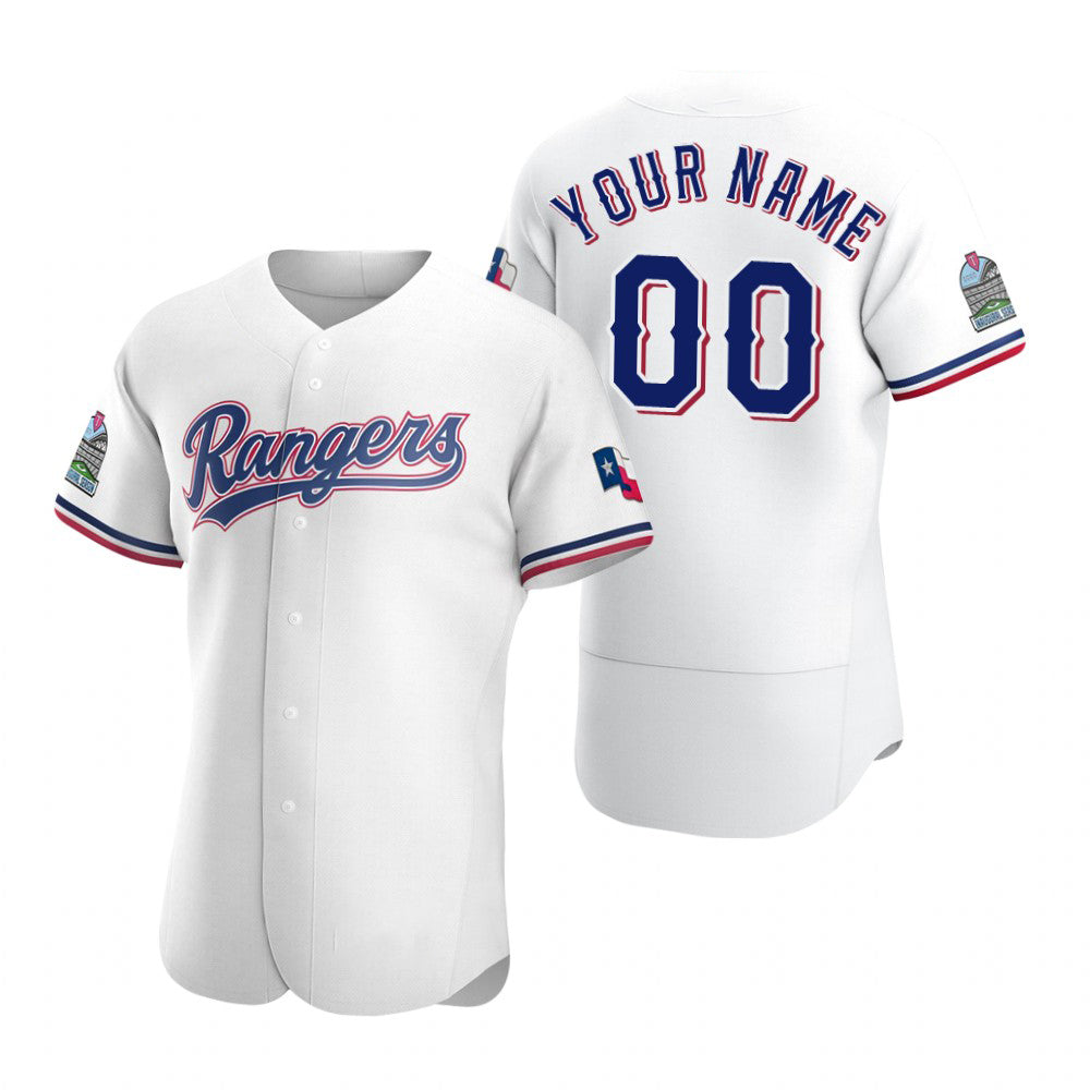 Custom Texas Rangers White AmberGomez Stitched Flex Base 2020 Home Jersey