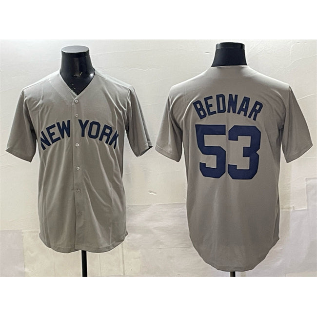 New York Yankees #53 David Bednar Grey AmberGomez Stitched Jersey