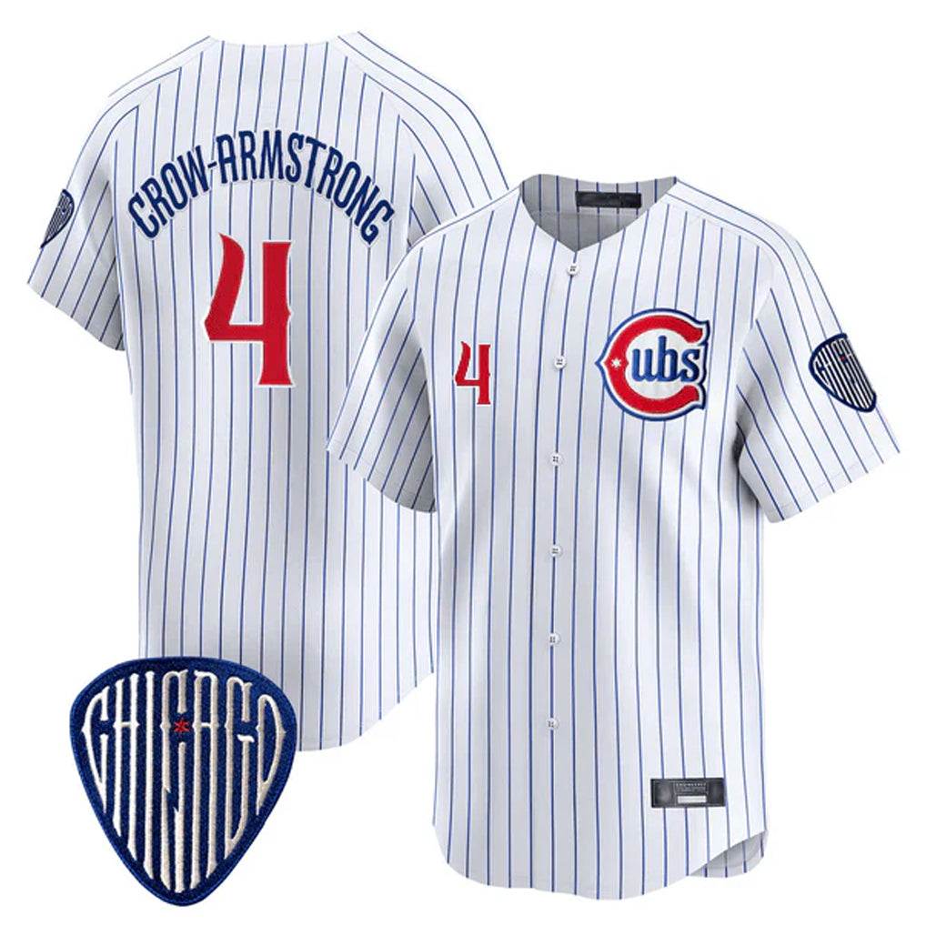 Chicago Cubs #4 Pete Crow-Armstrong Player White AmberGomez Pinstripe Vapor Premier Limited Home Stitched Jerseys