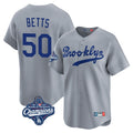 Los Angeles Dodgers #50 Mookie Betts Player Gray AmberGomez World Series Meet Game Limited Home Stitched Jerseys