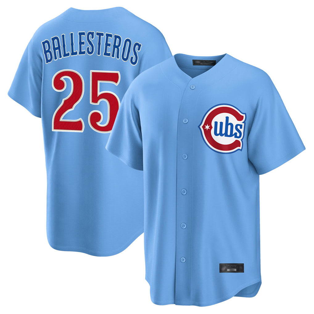 Chicago Cubs #25 Moises Ballesteros Player Light Blue AmberGomez Home Game Stitched Jerseys