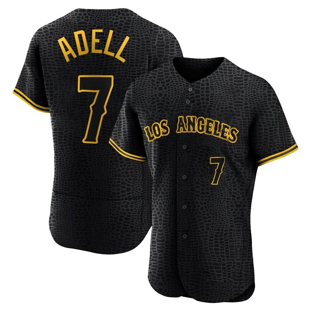 Los Angeles Angels #7 Jo Adell Player Black AmberGomez Snake Skin City Limited Elite Home Stitched Jerseys
