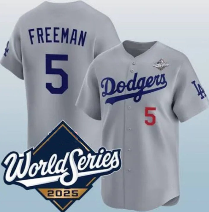 Los Angeles Dodgers #5 Freddie Freeman Gray AmberGomez 2025 World Series Limited Stitched Jersey