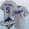 Los Angeles Dodgers #5 Freddie Freeman Gray AmberGomez 2025 World Series Limited Stitched Jersey