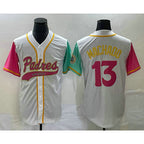 San Diego Padres #13 Manny Machado White AmberGomez NEW 2023 City Connect Cool Base Stitched Jersey