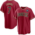 Arizona Diamondbacks #7 Corbin Carroll Red AmberGomez 2023 World Series Cool Base Stitched Jersey