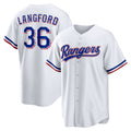 Texas Rangers #36 Wyatt Langford White AmberGomez Home Replica Jersey