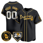 Custom Atlanta Braves Black Gold AmberGomez 2024 Spring Training Patch Limited Stitched Jersey