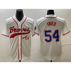 Atlanta Braves #54 Max Fried White AmberGomez Cool Base With Patch Stitched Jersey 2