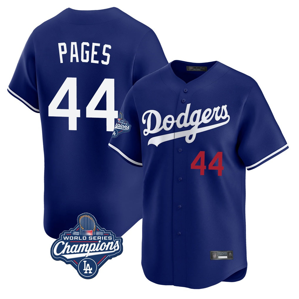 Los Angeles Dodgers #44 Andy Pages Player Royal AmberGomez World Series Meet Limited Home Stitched Jerseys