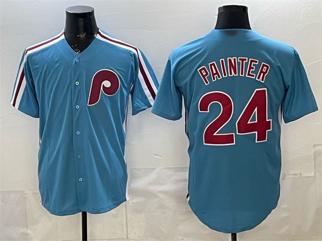 Philadelphia Phillies #24 Andrew Painter Blue AmberGomez Cool Base Stitched Jersey