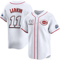 Cincinnati Reds #11 Barry Larkin White AmberGomez 2025 Speedway Classic Home Limited Stitched Jersey