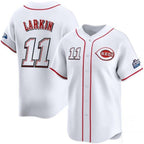 Cincinnati Reds #11 Barry Larkin White AmberGomez 2025 Speedway Classic Home Limited Stitched Jersey