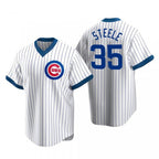 Chicago Cubs #35 Justin Steele White AmberGomez Pullover Cooperstown Jersey