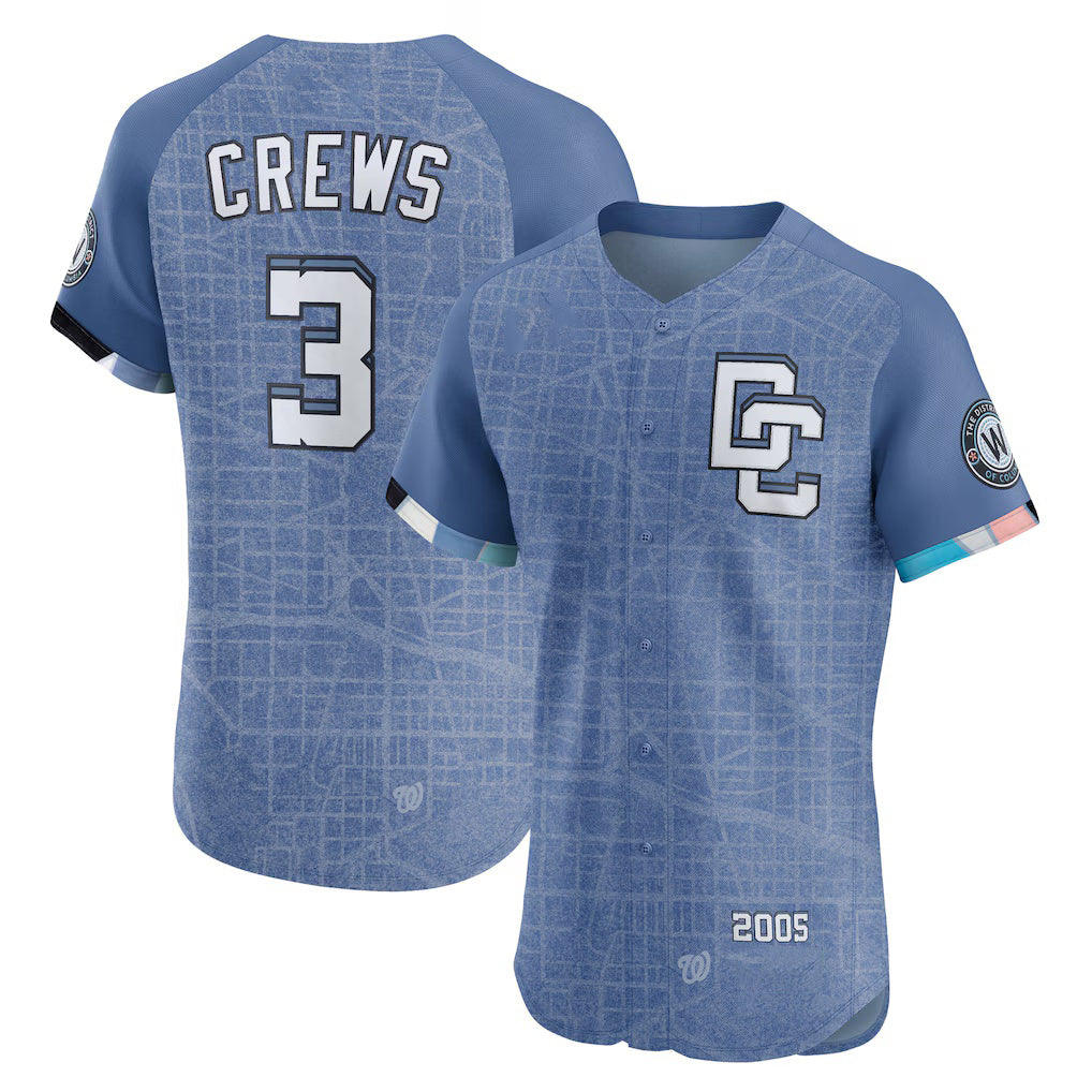Washington Nationals #3 Dylan Crews Blue AmberGomez 2025 City Connect Elite Player Jersey