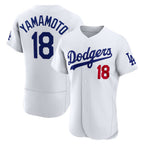Los Angeles Dodgers #18 Yoshinobu Yamamoto White AmberGomez Home Authentic Jersey