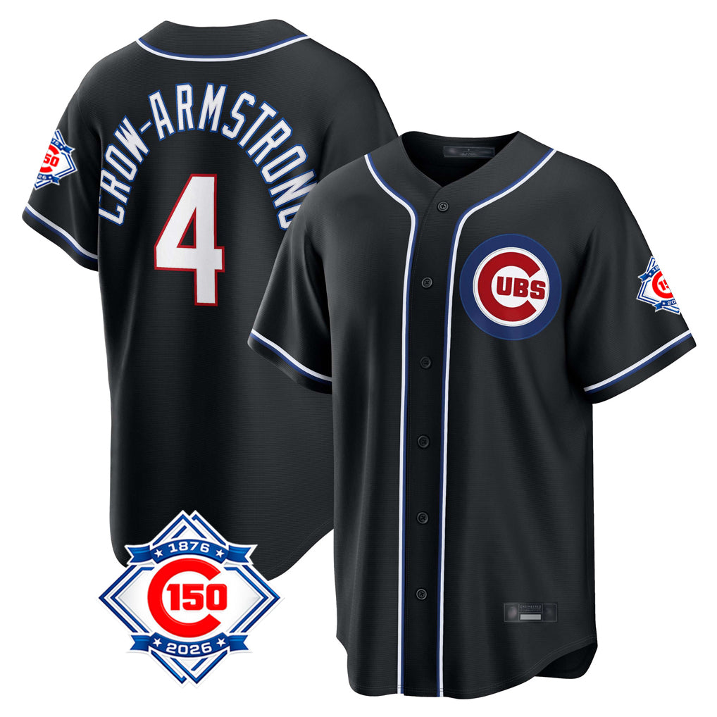 Chicago Cubs #4 Pete Crow-Armstrong Player Black AmberGomez Fashion Out 150th Anniversary Game Stitched Jerseys