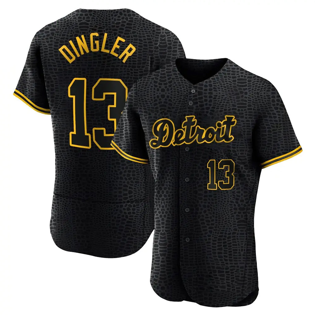 Detroit Tigers #13 Dillon Dingler Player Black AmberGomez Snake Skin City Limited Elite Home Stitched Jerseys