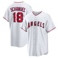 Los Angeles Angels #18 Nolan Schanuel White AmberGomez Home Replica Jersey