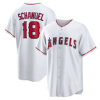 Los Angeles Angels #18 Nolan Schanuel White AmberGomez Home Replica Jersey