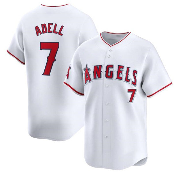 Los Angeles Angels #7 Jo Adell White AmberGomez Home Limited Stitched Jersey