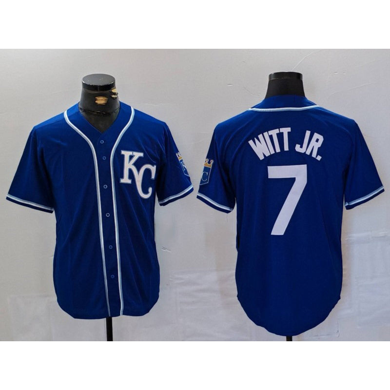 Kansas City Royals #7 Bobby Witt Jr Royal AmberGomez Cool Base Stitched Jersey