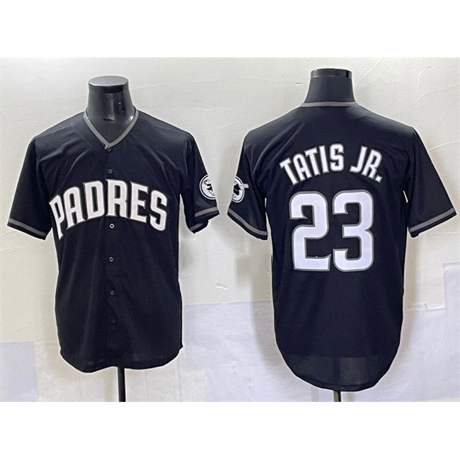 San Diego Padres #23 Fernando Tatis Jr. Black AmberGomez Stitched Jersey