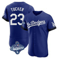 Los Angeles Dodgers #23 Kyle Tucker Player Royal AmberGomez World Series Meet City Connect Elite Home Stitched Jerseys