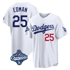 Los Angeles Dodgers #25 Tommy Edman Player White AmberGomez World Series Meet Home Game Stitched Jerseys