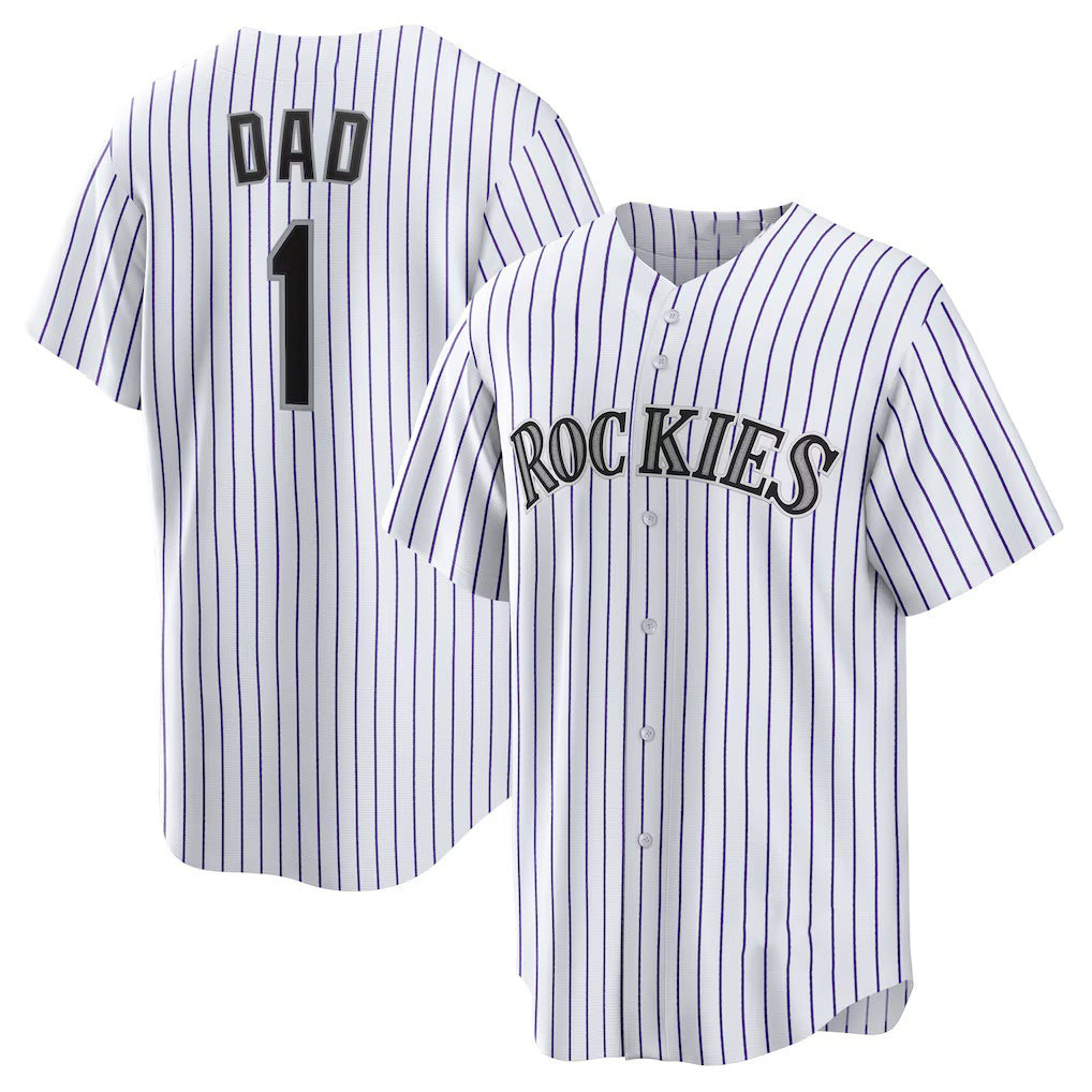 Colorado Rockies #1 Dad White AmberGomez Home Replica Jersey