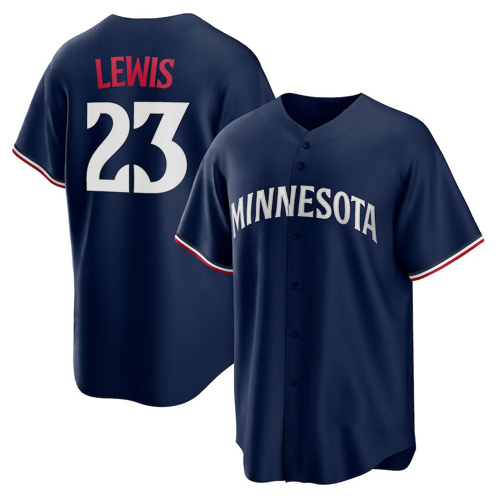 Minnesota Twins #23 Royce Lewis Navy AmberGomez Alternate 2 Replica Jersey