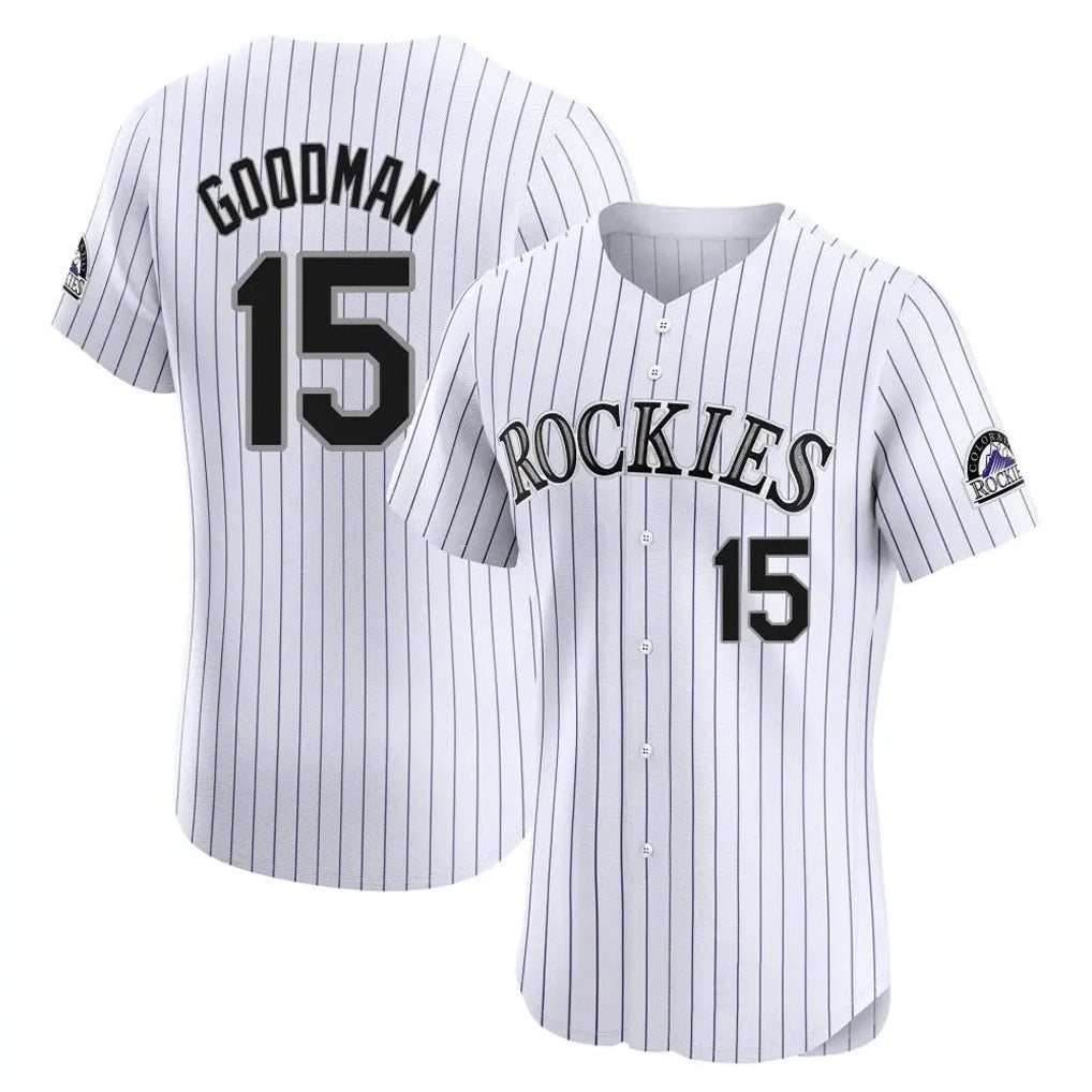 Colorado Rockies #15 Hunter Goodman Player White AmberGomez Limited Elite Home Stitched Jerseys