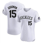 Colorado Rockies #15 Hunter Goodman Player White AmberGomez Limited Elite Home Stitched Jerseys