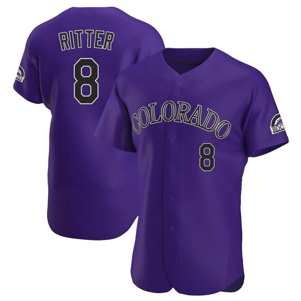 Colorado Rockies #8 Ryan Ritter Player Purple AmberGomez Limited Elite Home Stitched Jerseys