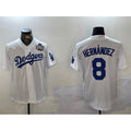 Los Angeles Dodgers #8 Enrique Hern¨¢ndez White AmberGomez 2024 World Series Cool Base Stitched Jersey