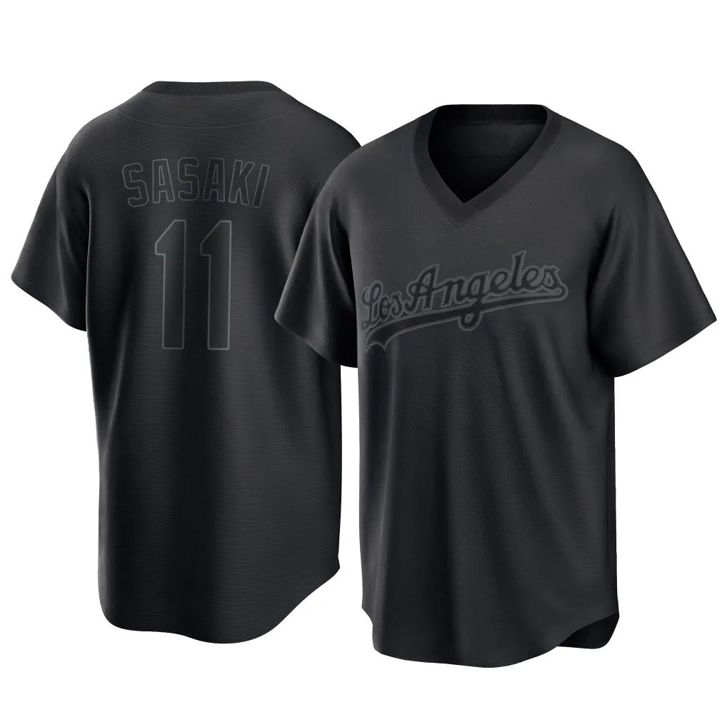 Los Angeles Dodgers #11 Roki Sasaki Player Black AmberGomez Pitch Fashion T-shirt Stitched Jerseys