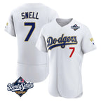 Los Angeles Dodgers #7 Blake Snell Player Gold White AmberGomez 2026 Collection Stadium Limited Elite World Series Stitched Jerseys