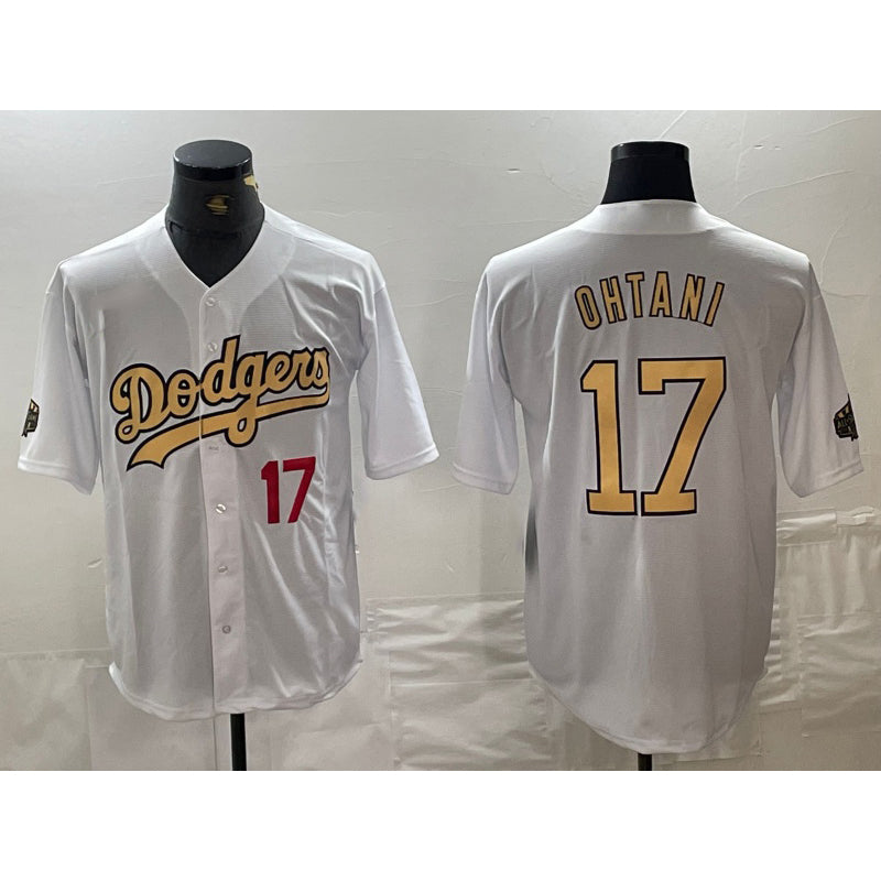 Los Angeles Dodgers #17 Shohei Ohtani Number White AmberGomez 2022 All Star Stitched Cool Base Jersey 2