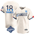Los Angeles Dodgers #18 Yoshinobu Yamamoto Player Cream AmberGomez World Series Meet City Connect Limited Home Stitched Jerseys