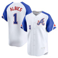 Atlanta Braves #1 Ozzie Albies White AmberGomez City Connect Limited Player Jersey