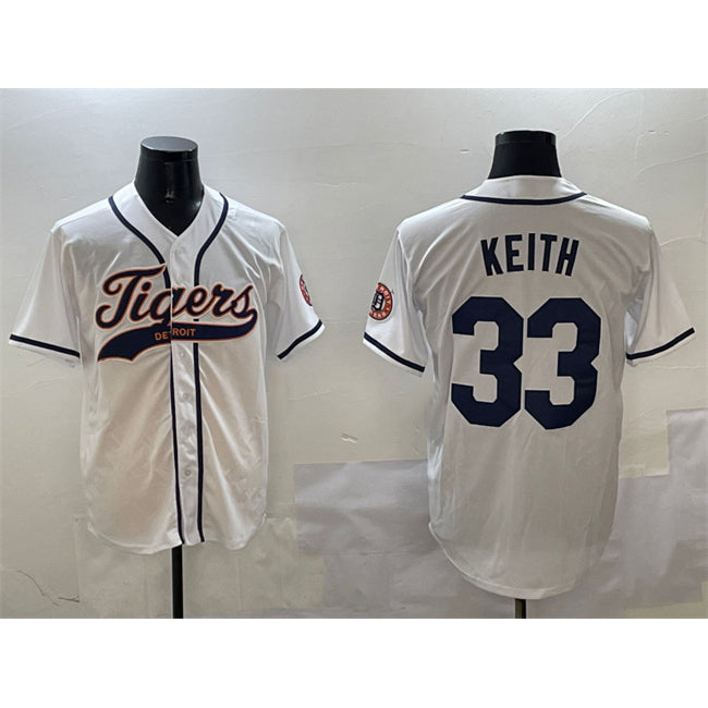 Detroit Tigers #33 Colt Keith White AmberGomez With Patch Cool Base Stitched Jersey