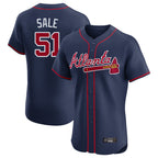 Atlanta Braves #51 Chris Sale Player Navy AmberGomez Limited Elite Home Game Stitched Jerseys