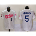 Los Angeles Dodgers #5 Freddie Freeman White Pink AmberGomez Vin & Kobe Patch Stitched Jersey1