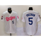Los Angeles Dodgers #5 Freddie Freeman White Pink AmberGomez Vin & Kobe Patch Stitched Jersey1