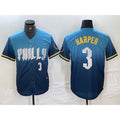 Philadelphia Phillies #3 Bryce Harper Number Blue AmberGomez 2024 City Connect Limited Stitched Jersey
