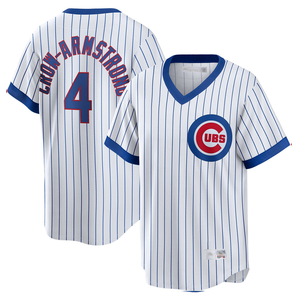 Chicago Cubs #4 Pete Crow-Armstrong Player White AmberGomez T-shirt Cooperstown Collection Limited Stitched Jerseys