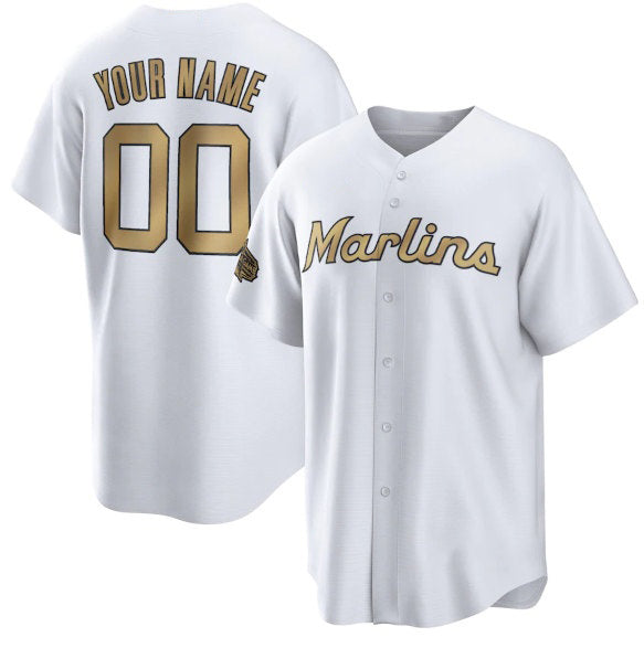 Custom Miami Marlins Active Player White AmberGomez 2022 All-Star Cool Base Stitched Jersey
