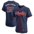 Atlanta Braves #56 Spencer Schwellenbach Player Navy AmberGomez Limited Elite Home Game Stitched Jerseys