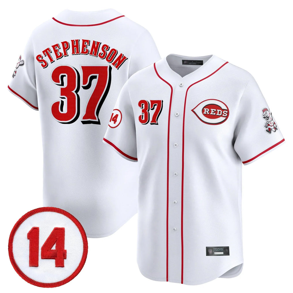 Cincinnati Reds #37 Tyler Stephenson Player White AmberGomez Vapor Premier Limited Home Stitched Jerseys