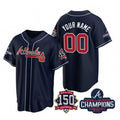 Custom Atlanta Braves Navy AmberGomez Active Player 2021 World Series Chimpions With 150th Anniversary Cool Base Stitched Jersey